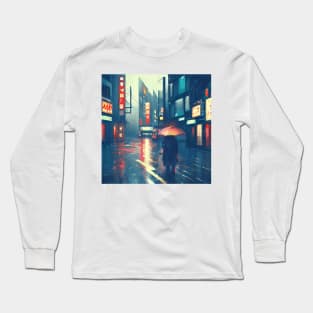 Neo Tokyo Vibes - Night Lights - A Lonely Man Long Sleeve T-Shirt